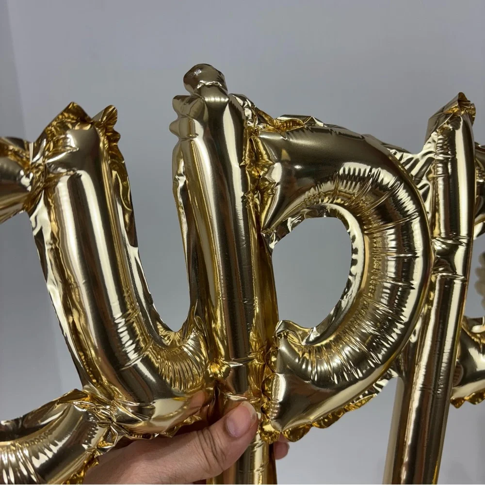 Happy Birthday Balloons Banner Reusable Mylar Letter